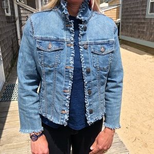 Hand distressed denim jacket
